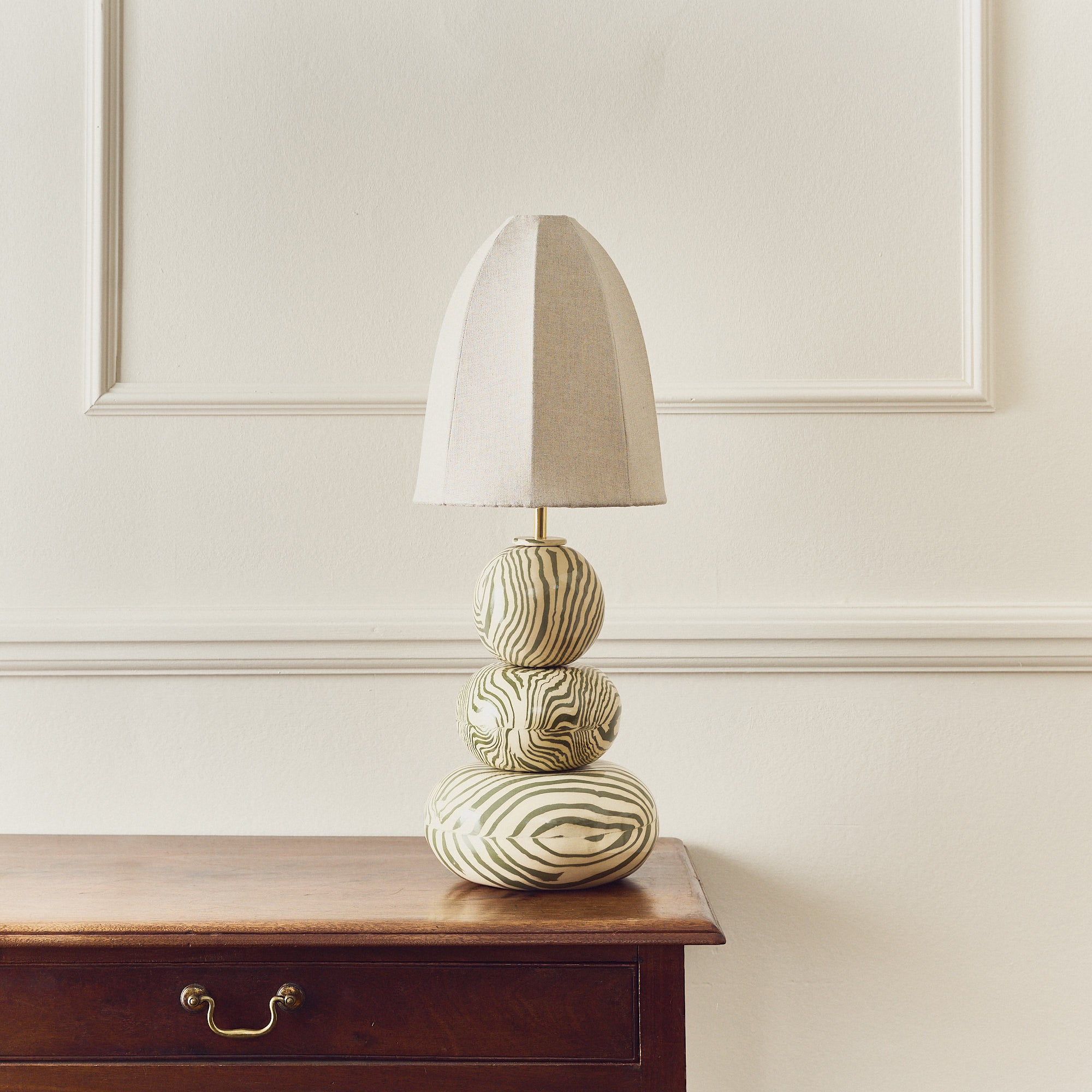 Franklyn Green & White Table Lamp