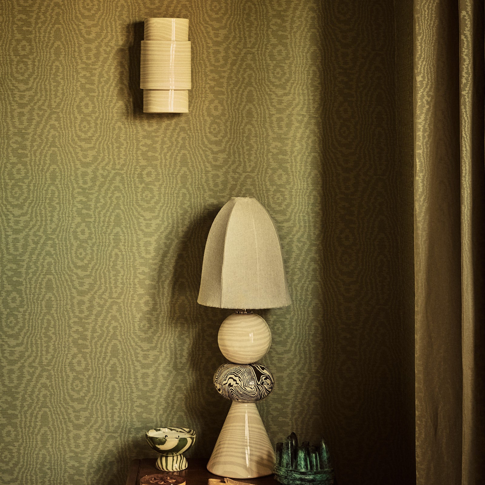 Wall Sconce TALL Green & White Light Covering