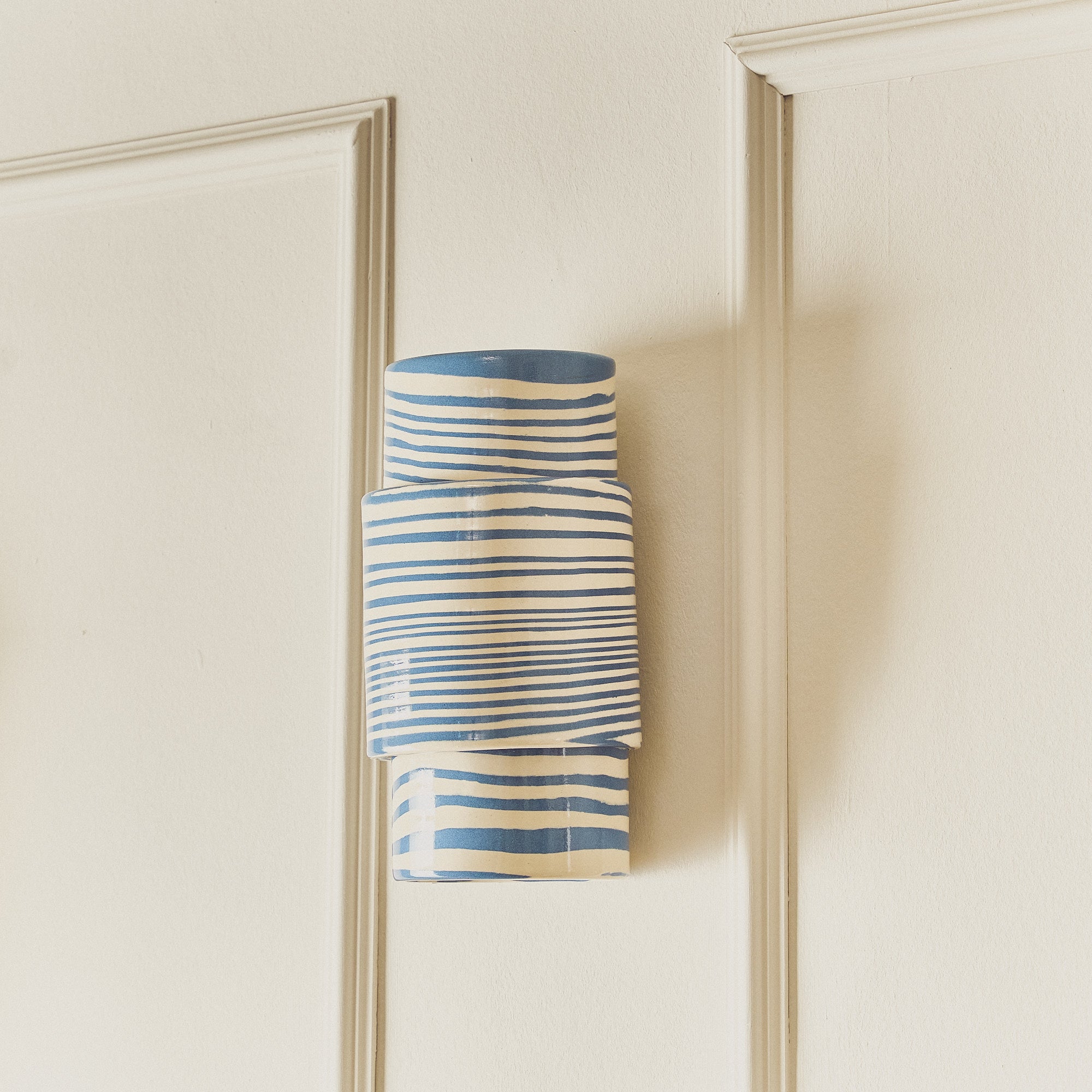 Wall Sconce TALL Blue & White Light Covering