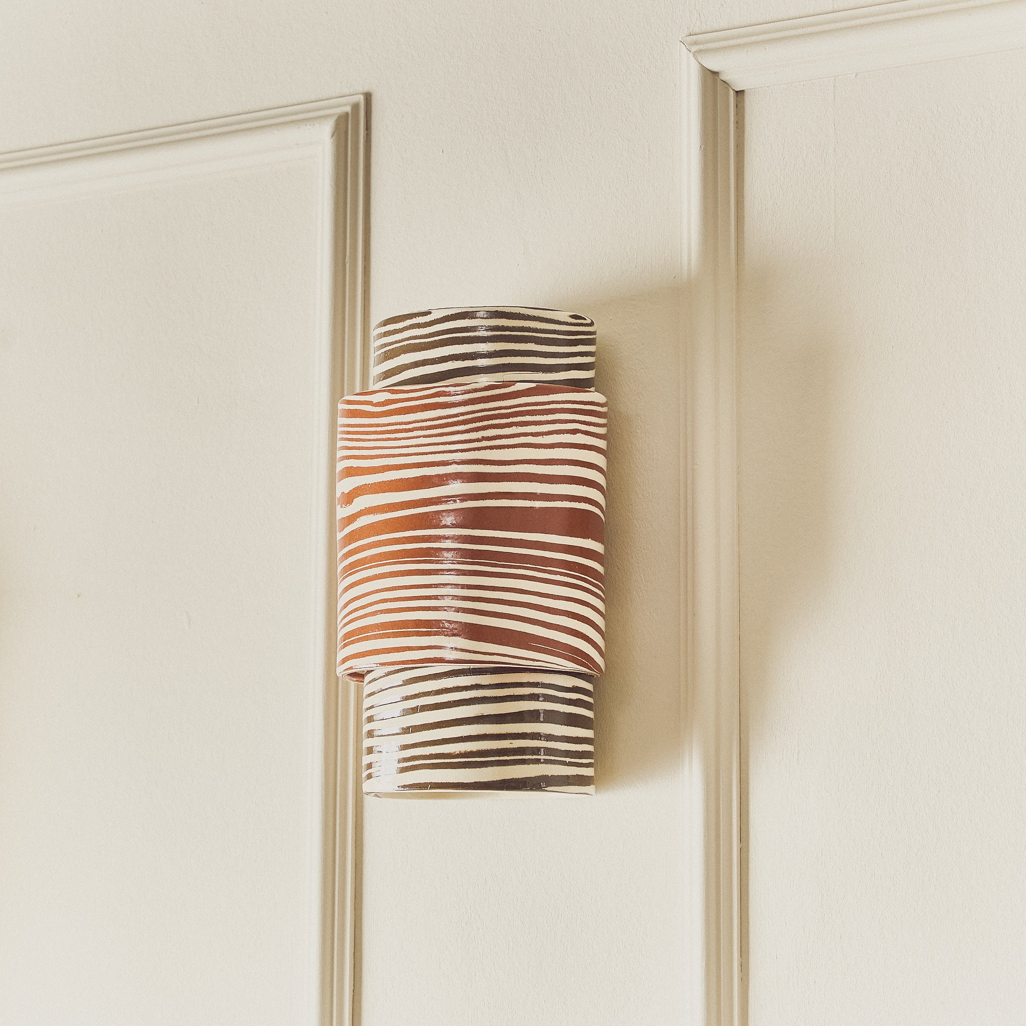 Wall Sconce TALL Bi-Colour Brown & Terracotta Light Covering