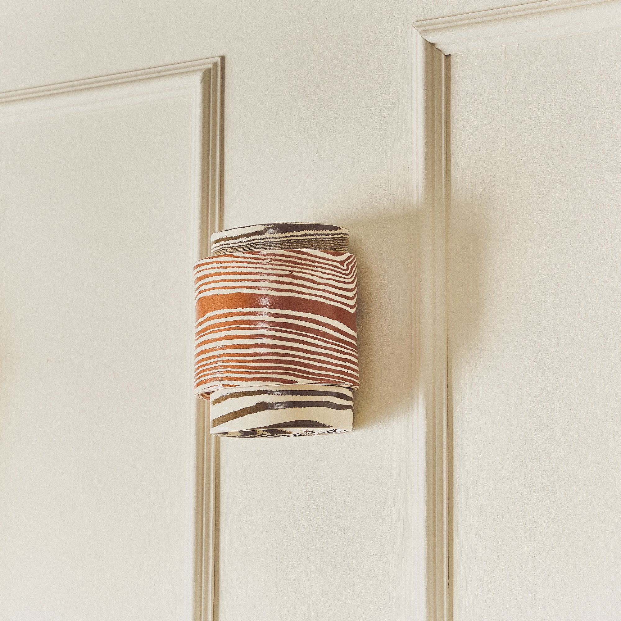 Wall Sconce SHORT Bi-Colour Brown & Terracotta Light Covering