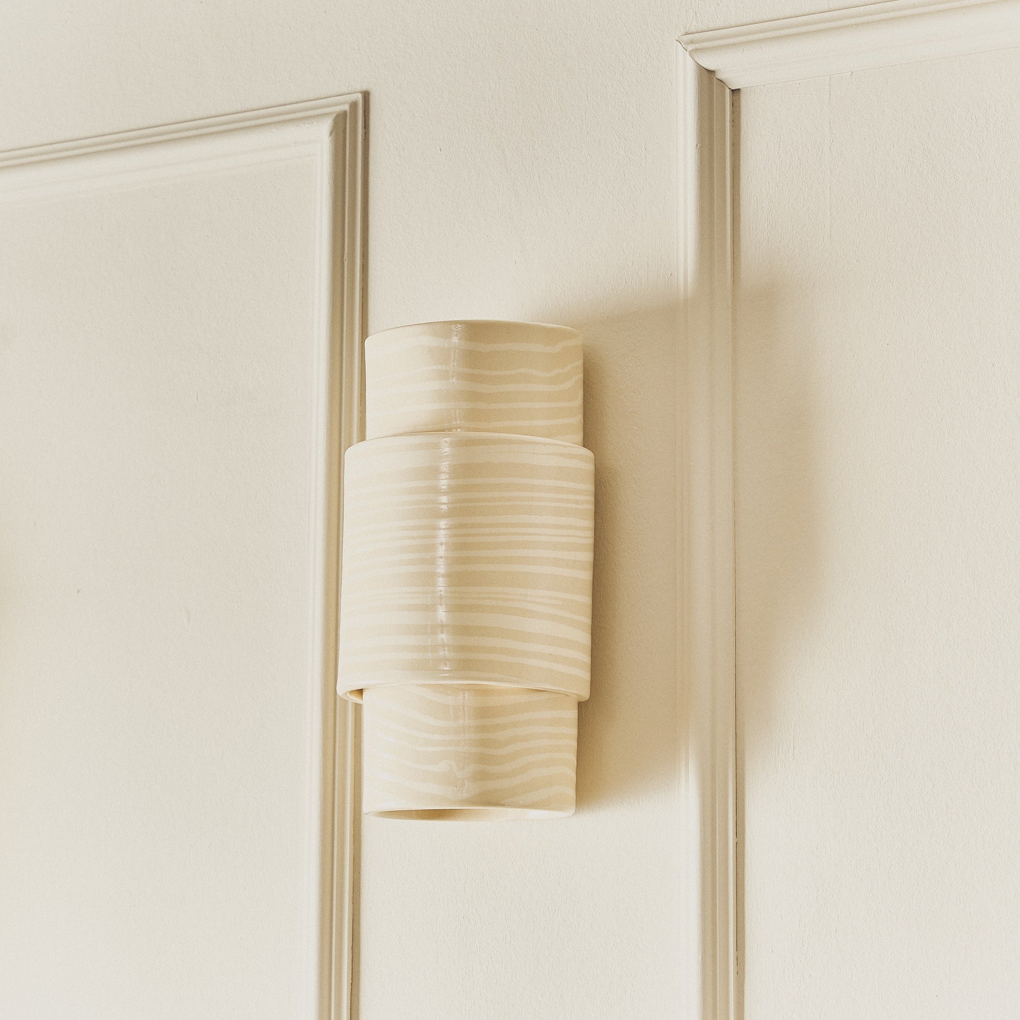 Wall Sconce TALL Oatmeal & White Light Covering