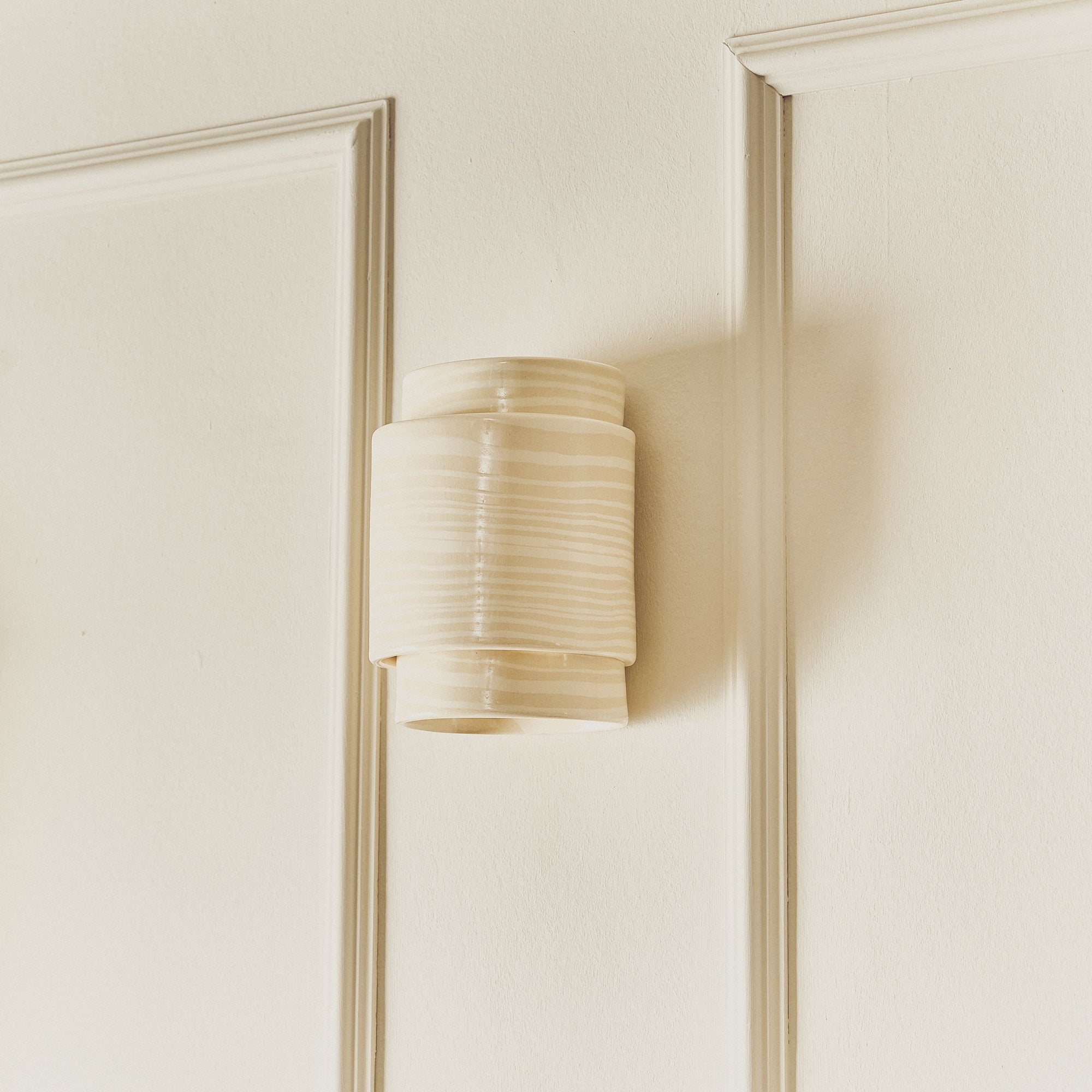 Wall Sconce SHORT Oatmeal & White Light Covering