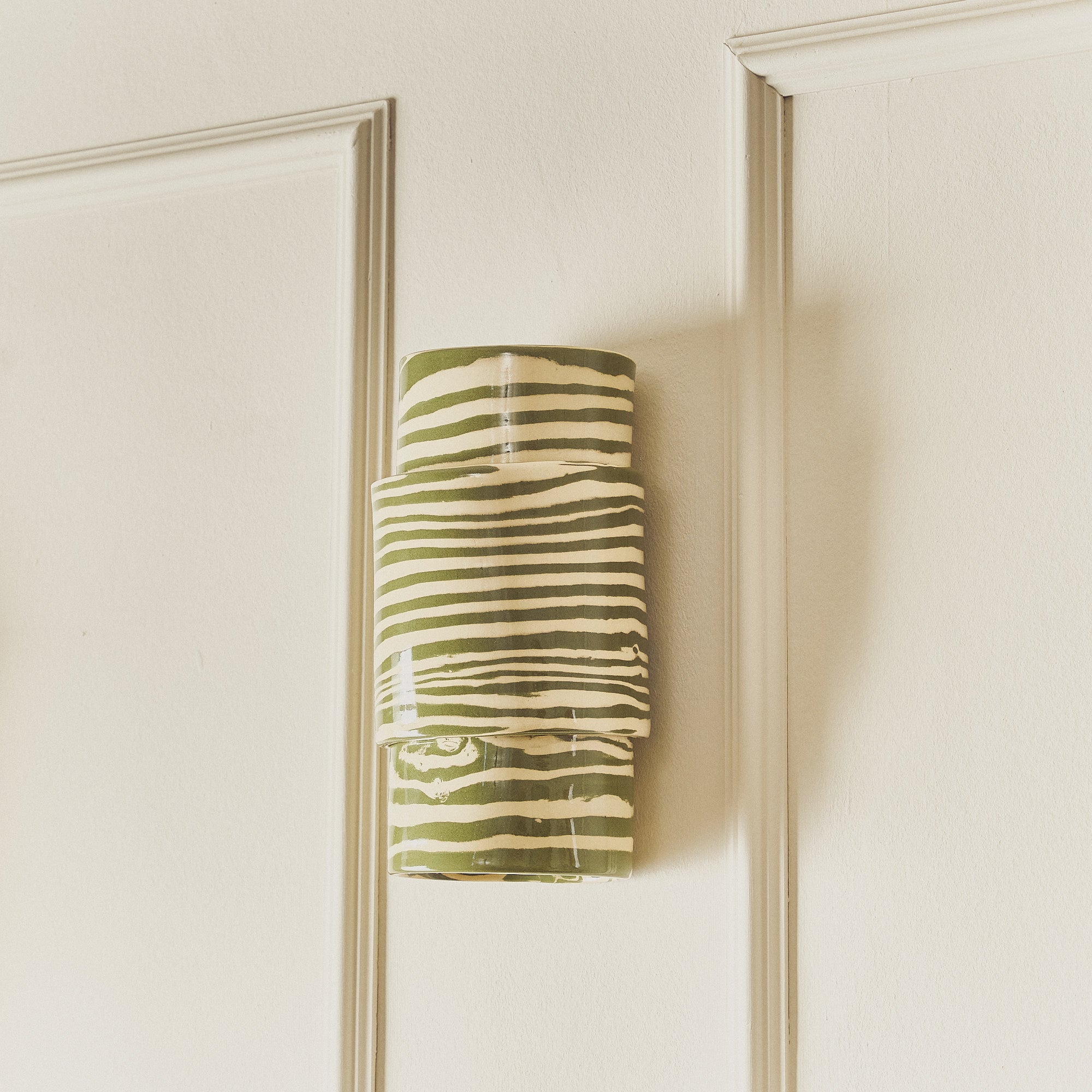 Wall Sconce TALL Green & White Light Covering