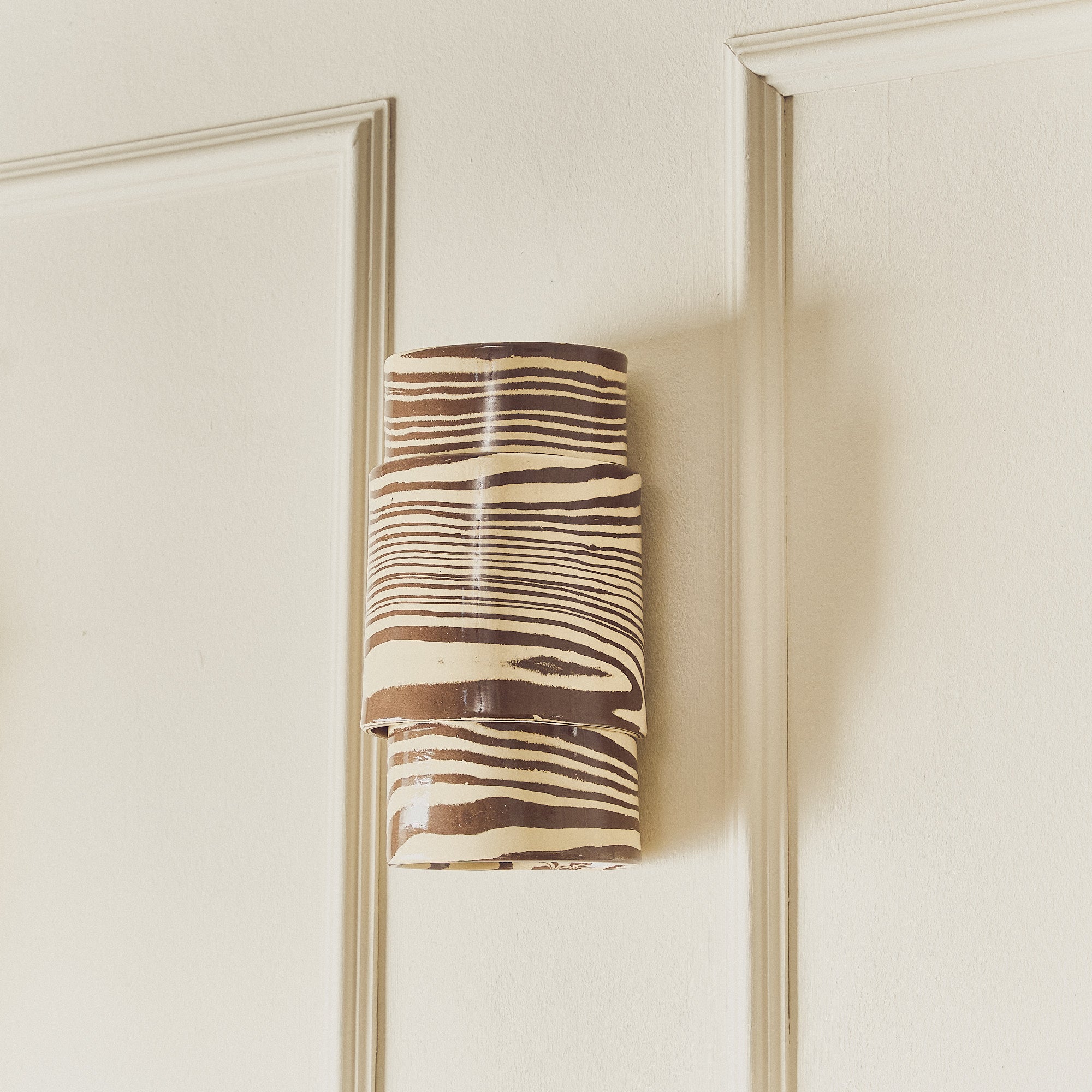 Wall Sconce TALL Brown & White Light Covering