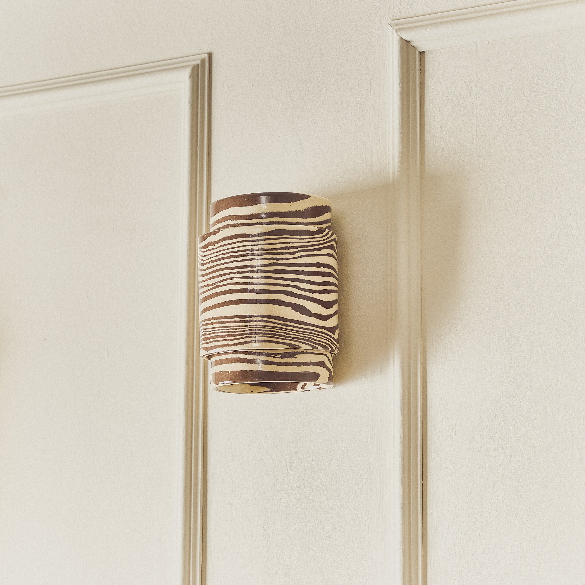 Wall Sconce SHORT Brown & White Light Covering