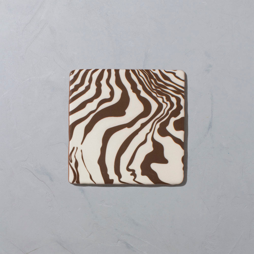 Brown & White "Pour" Glazed Square Tile