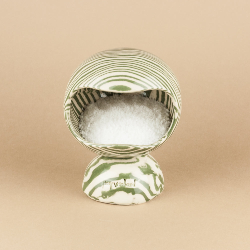 Green & White Marble Salt Pig