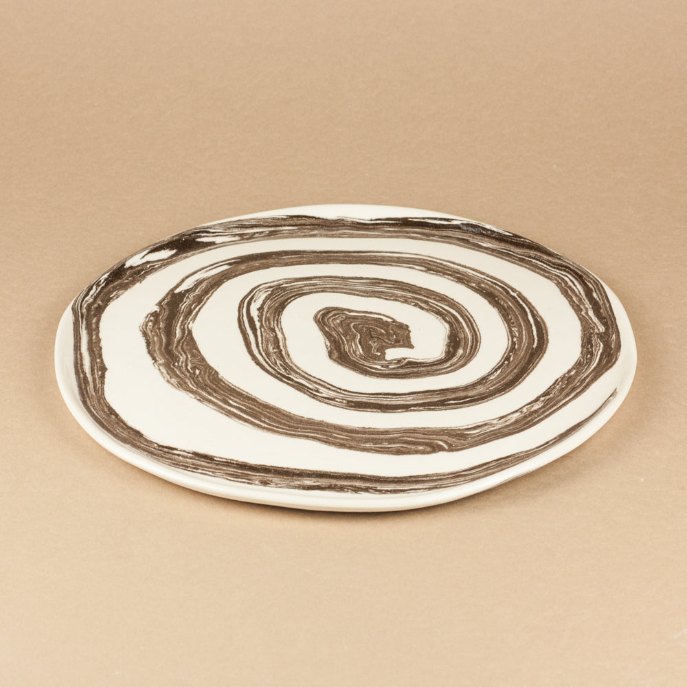 Brown & White Swirl Dinner Plate