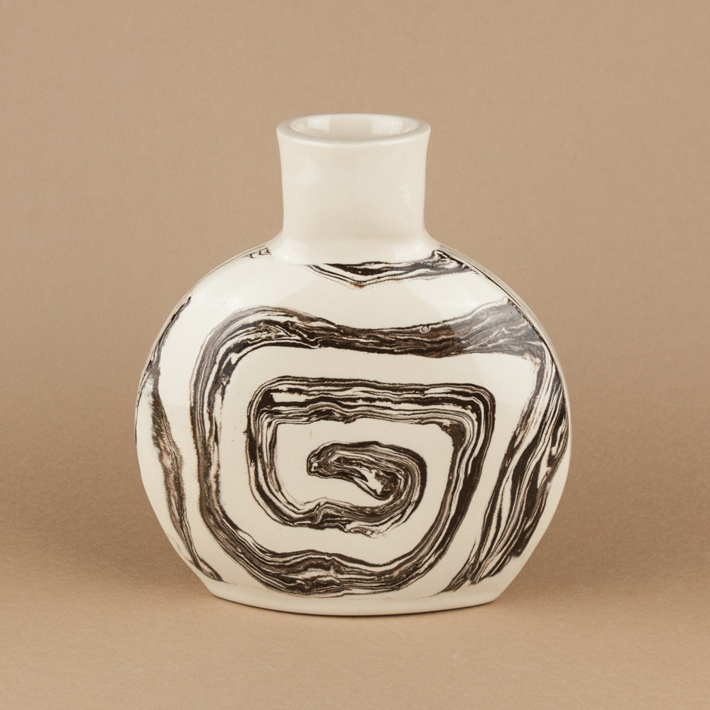 Small Brown & White Escargot Swirl Vase