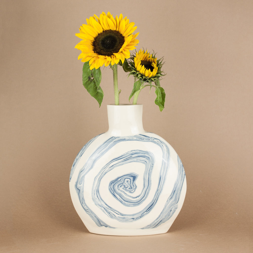 Blue & White Escargot Swirl Vase