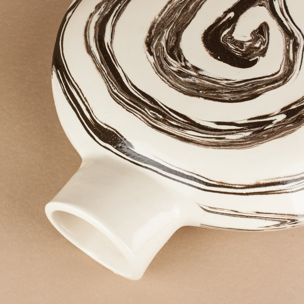 Large Brown & White Escargot Swirl Vase