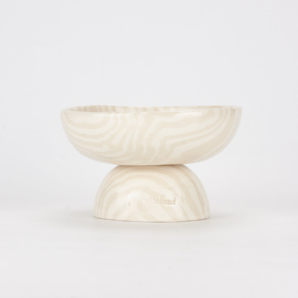 Oatmeal & White Small Shorty Chalice Bowl