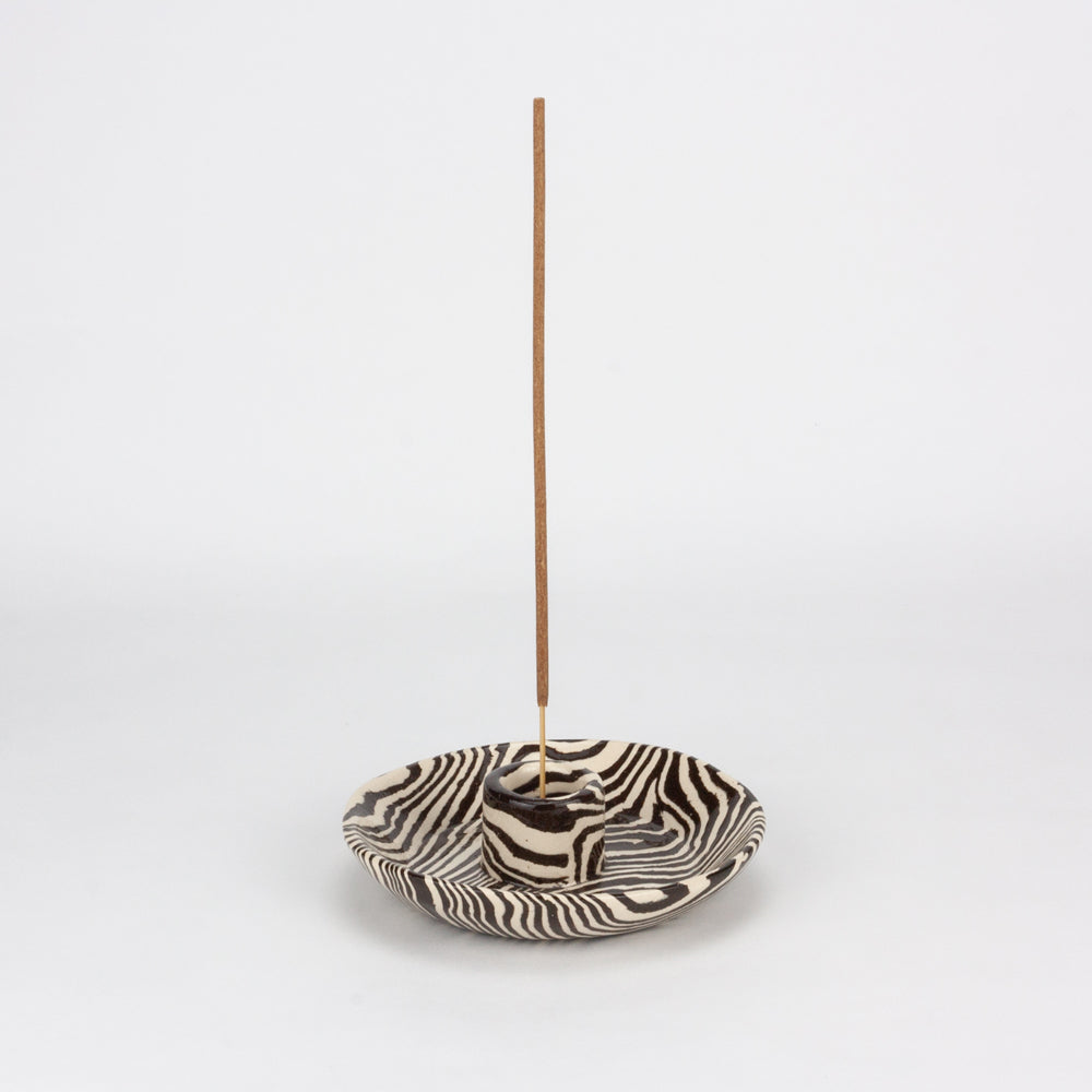 Brown & White Incense and Candle Holder