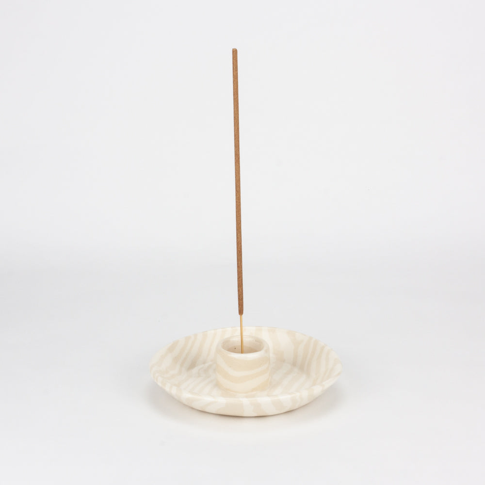 Oatmeal & White Incense and Candle Holder