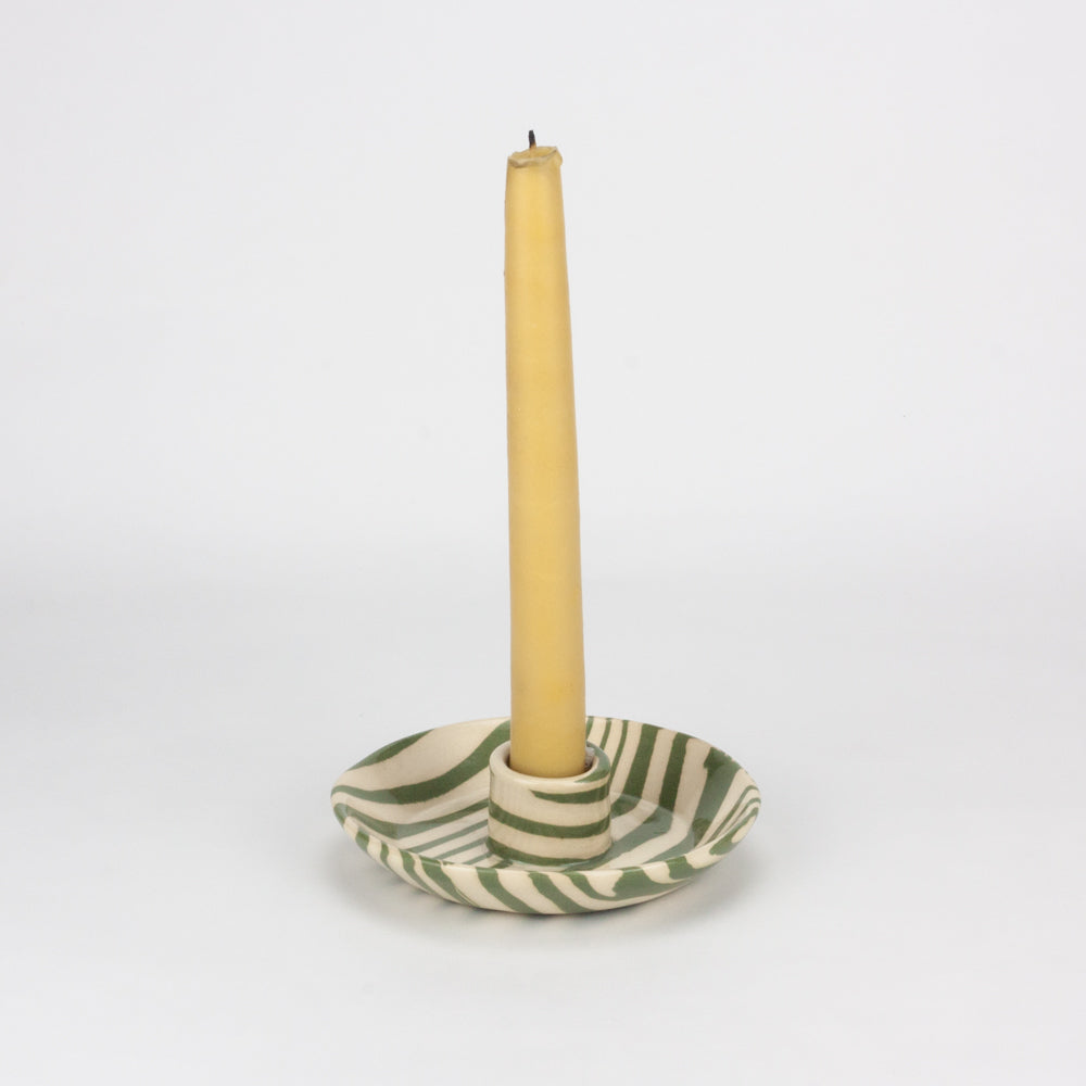 Green & White Incense and Candle Holder