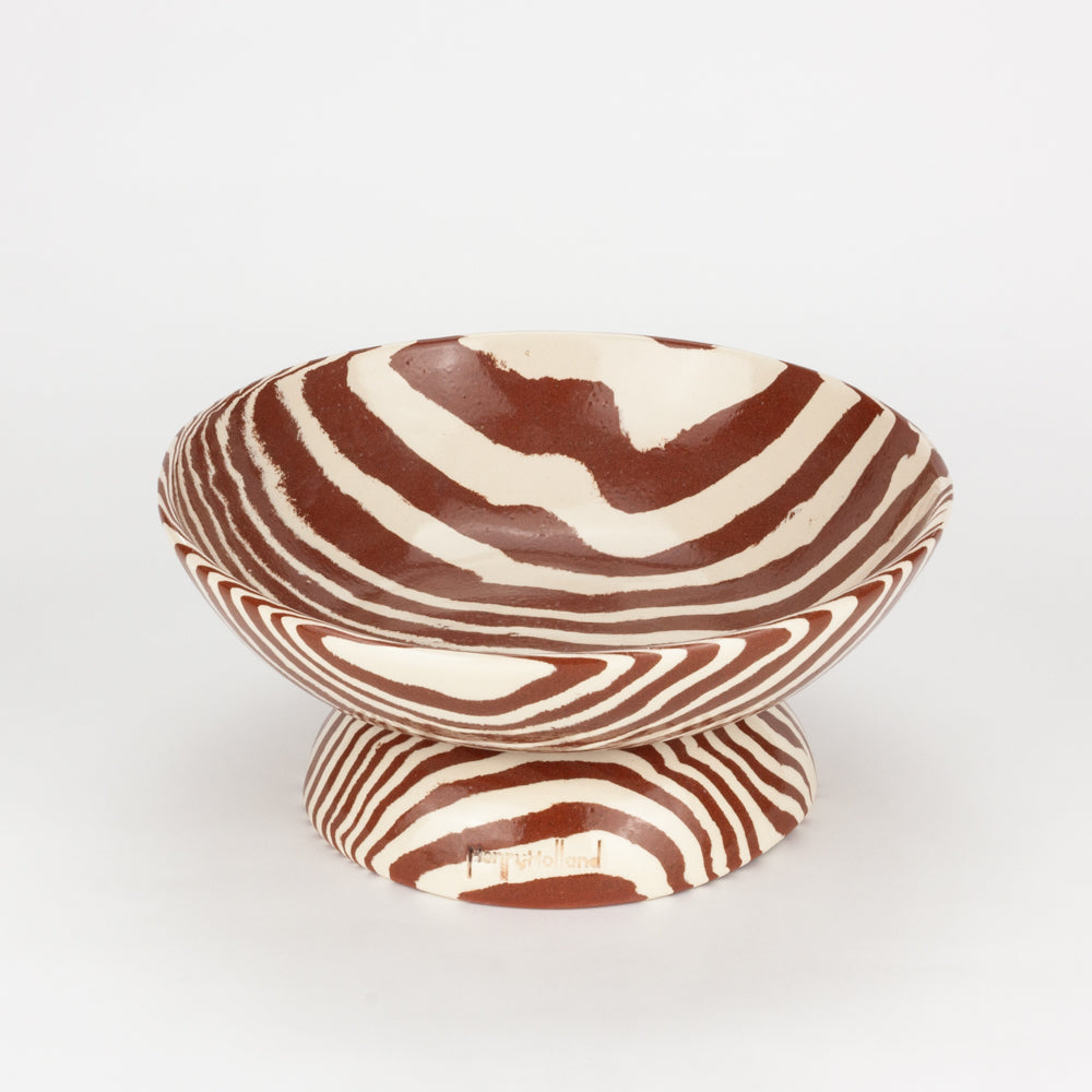 Terracotta & White Medium Shorty Chalice Bowl