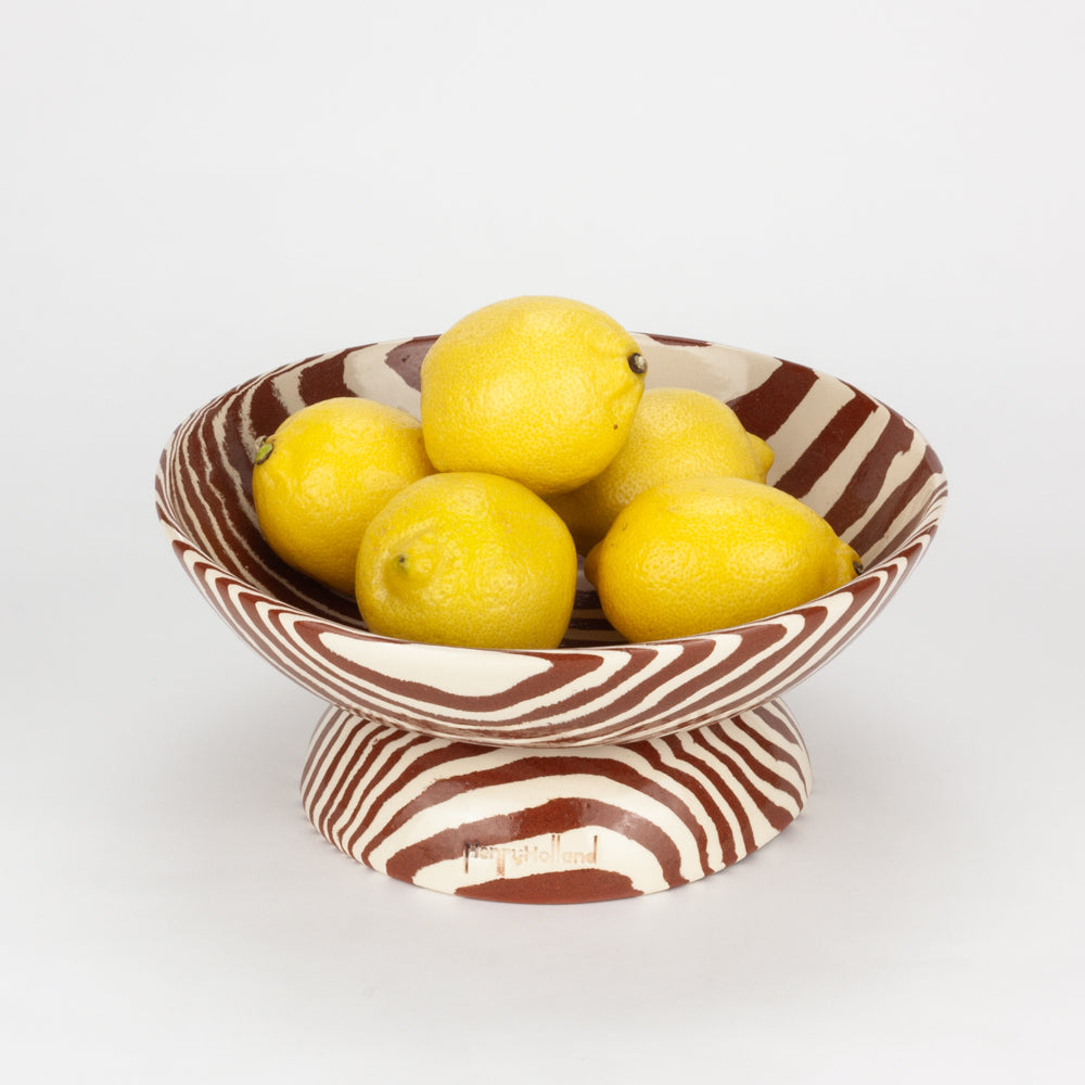 Terracotta & White Medium Shorty Chalice Bowl