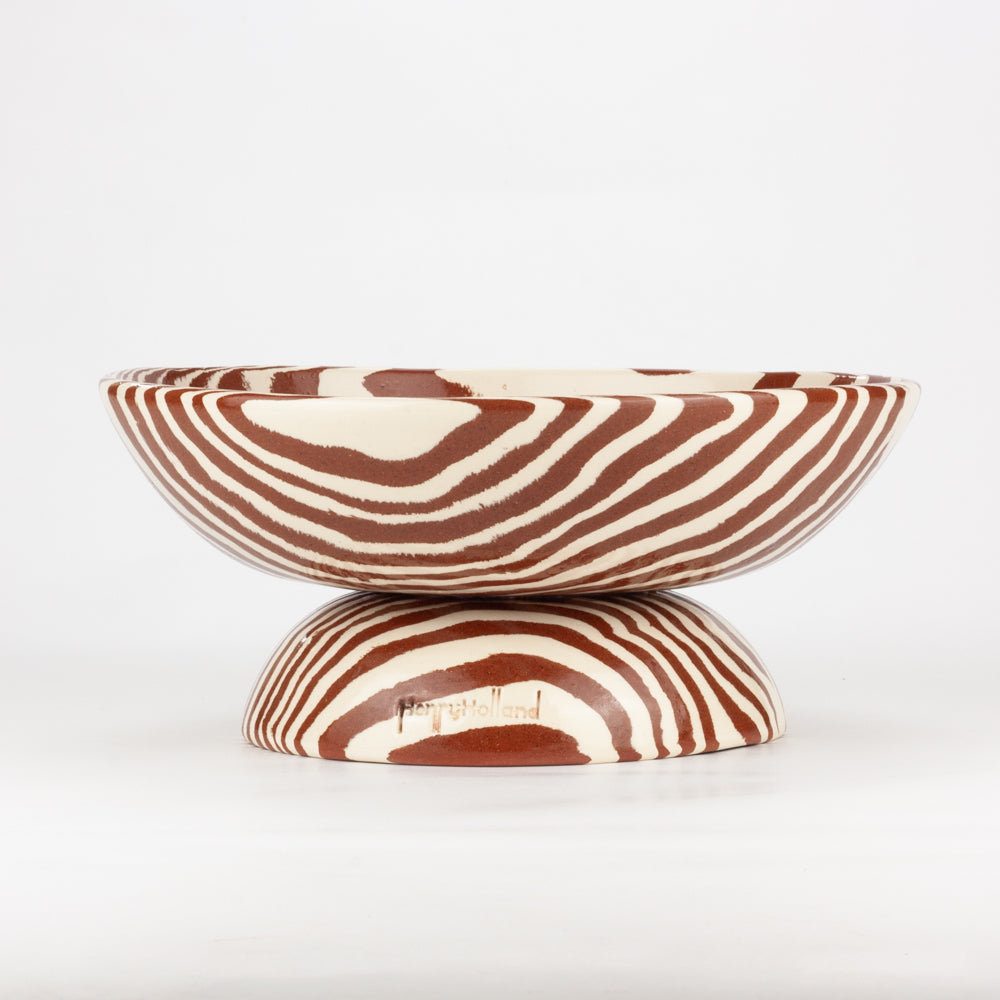 Terracotta & White Medium Shorty Chalice Bowl