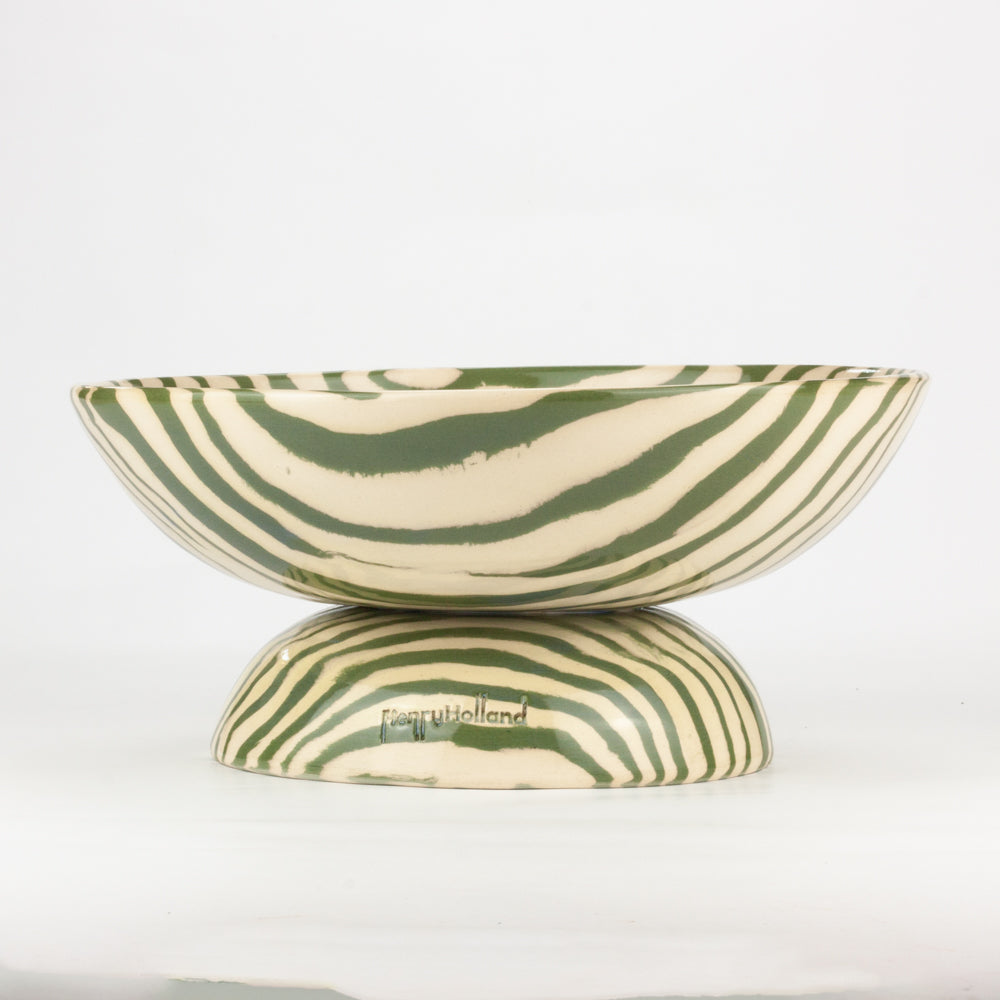 Green & White Medium Shorty Chalice Bowl