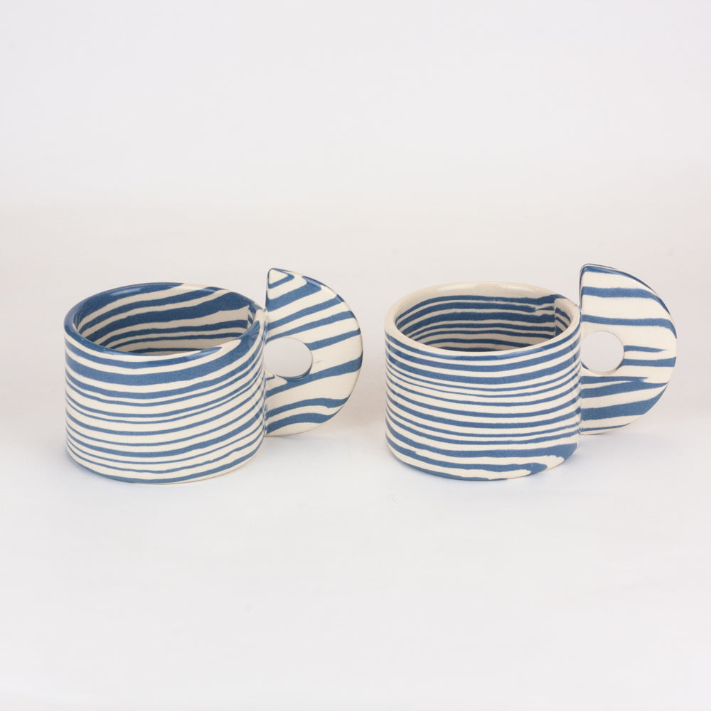 Set of 2 Blue & White Marble Mugs