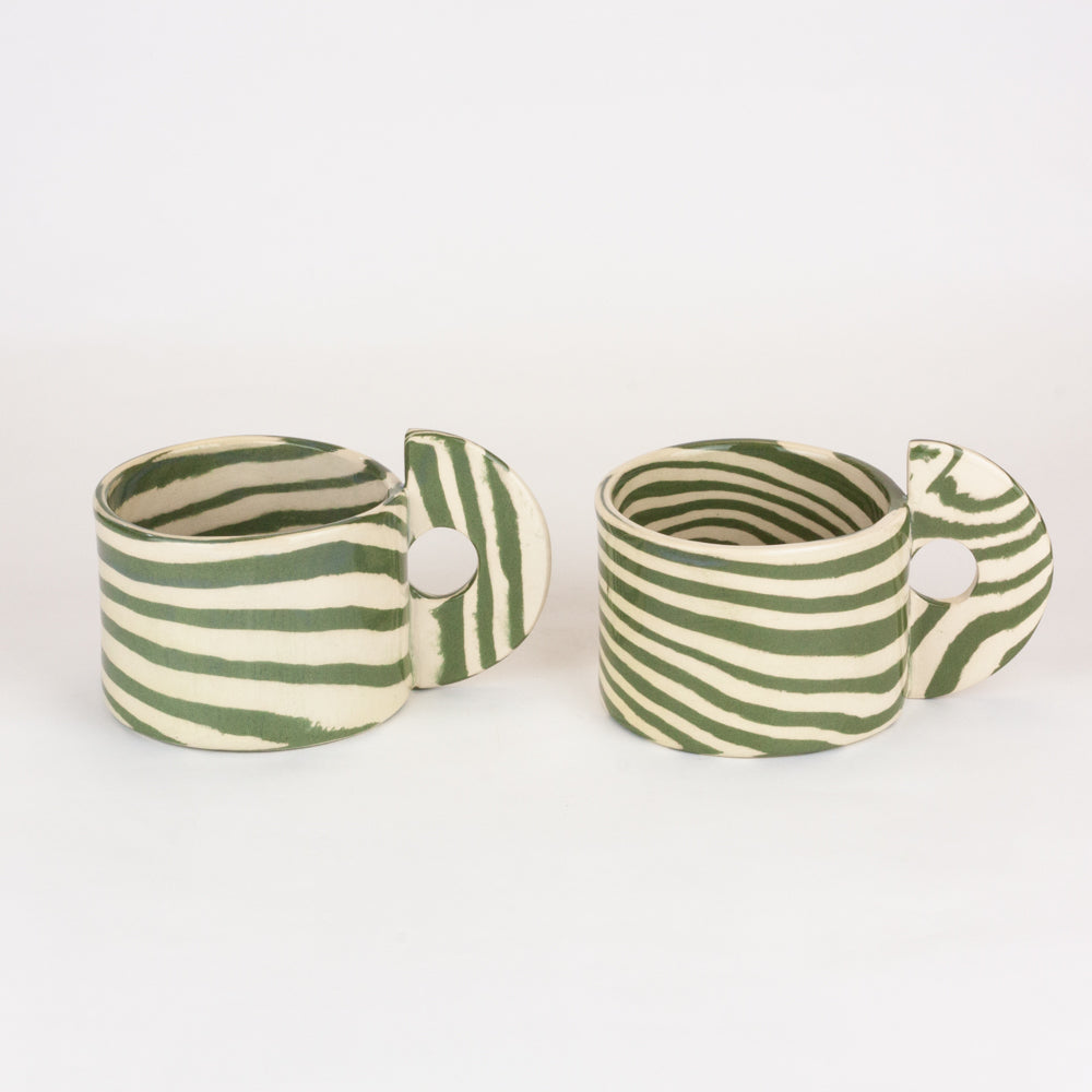 Set of 2 Green & White Marble Mugs