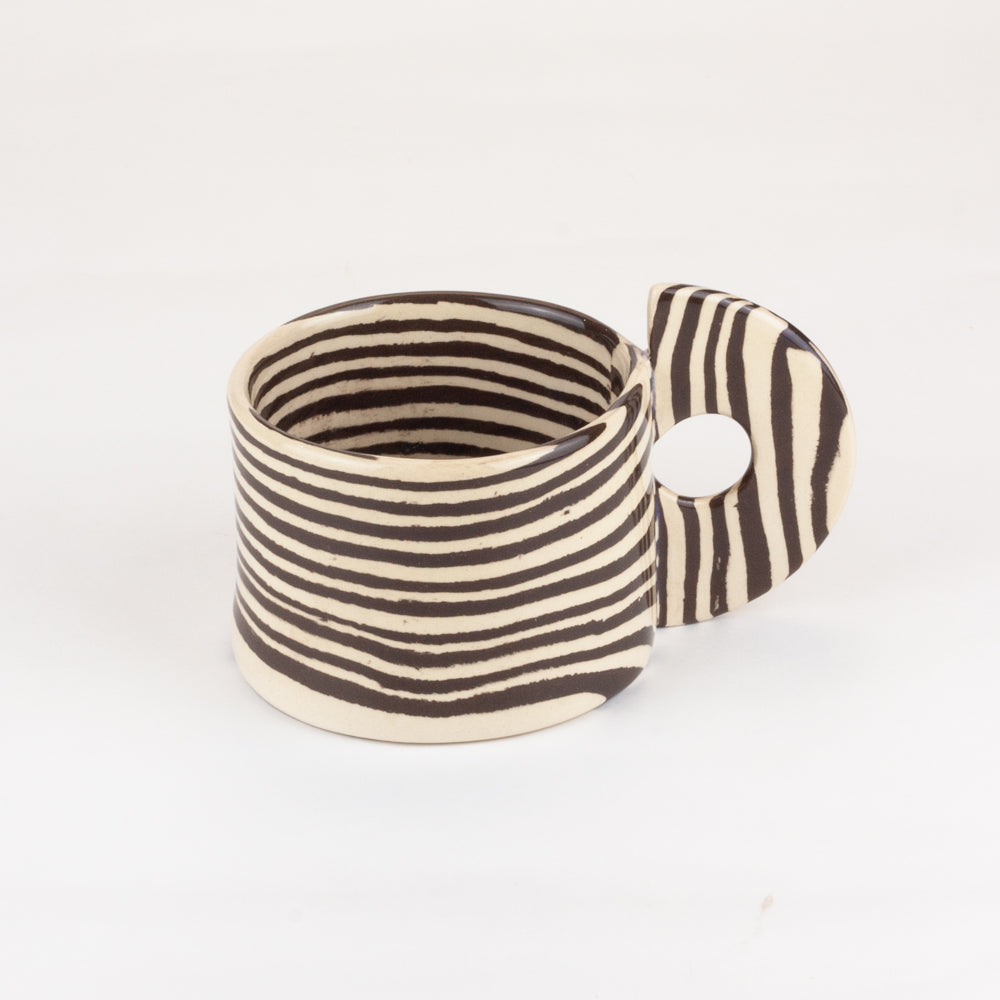 Set of 2 Brown & White Mugs