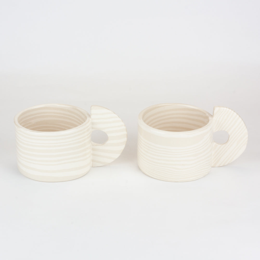 Set of 2 Oatmeal & White Marble Mugs