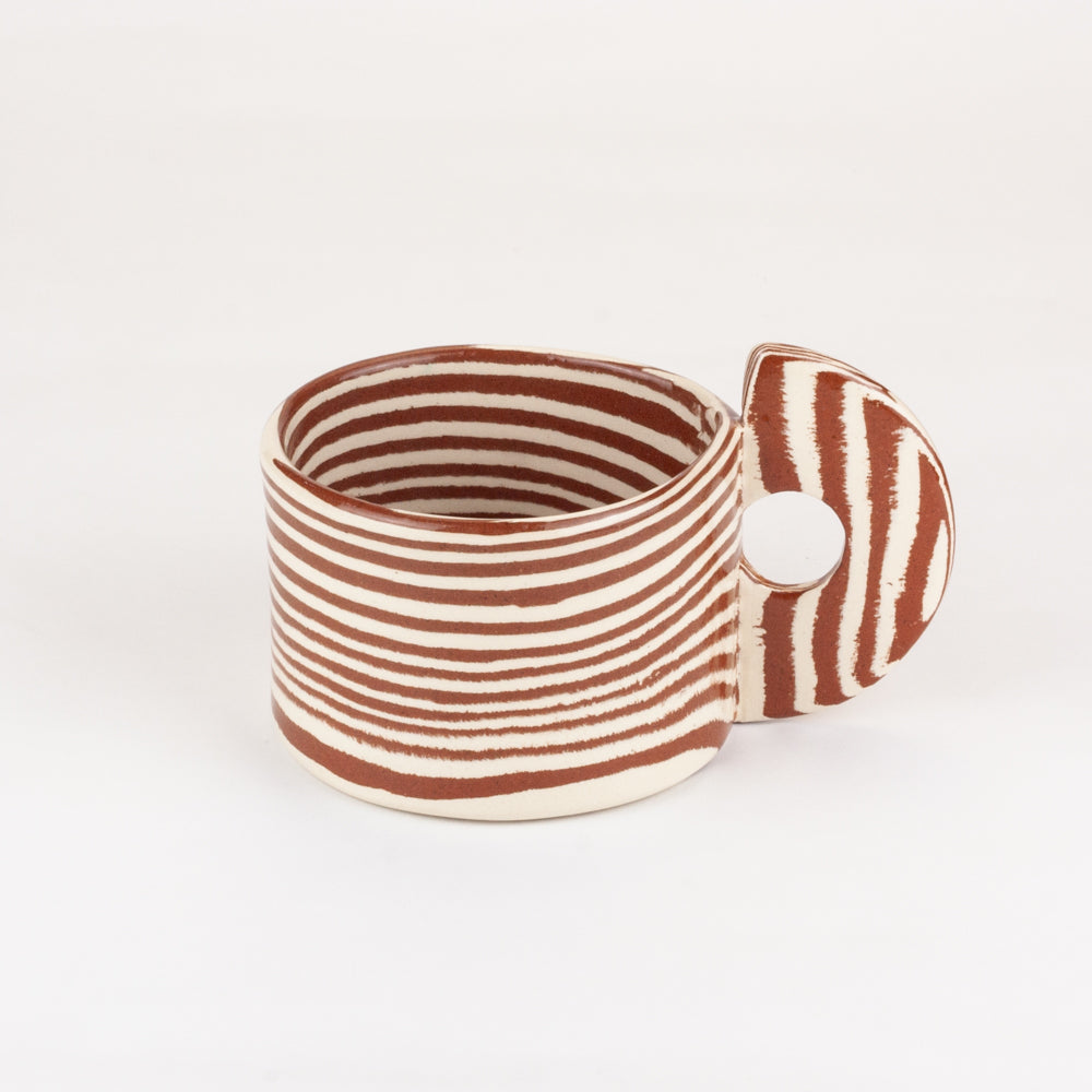 Set of 2 Terracotta & White Mugs