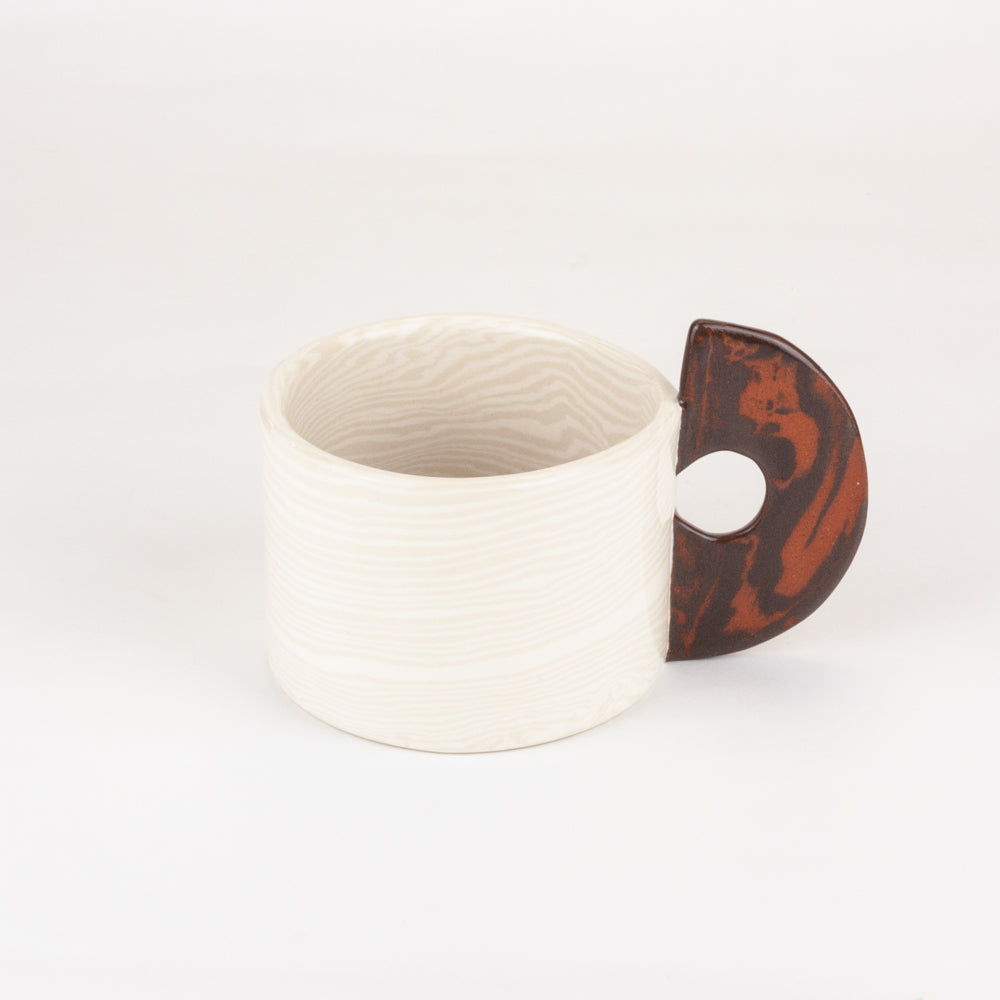 Set of 2 bi-colour Brown, Terracotta and Oatmeal Marble Mugs