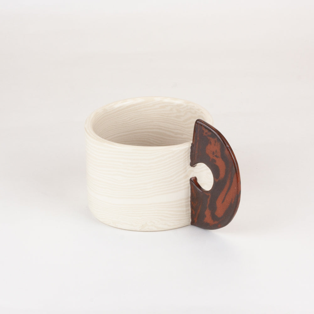 Set of 2 bi-colour Brown, Terracotta and Oatmeal Marble Mugs