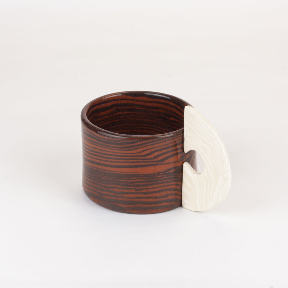 Set of 2 bi-colour Brown, Terracotta and Oatmeal Marble Mugs