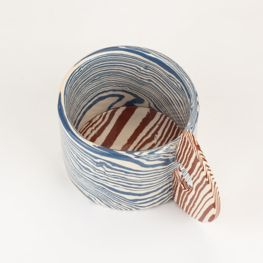 Set of 2 bi-colour Blue & Terracotta Marble Mugs