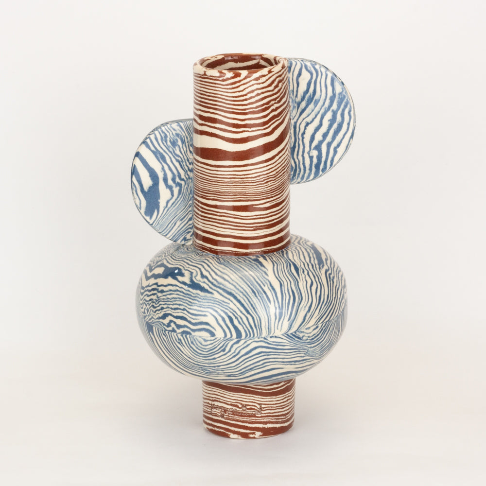 Bi-Colour Blue & Terracotta Profumo Vase