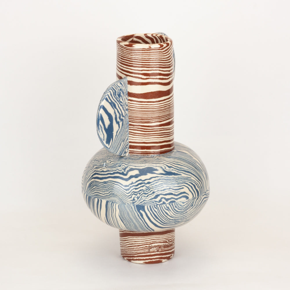 Bi-Colour Blue & Terracotta Profumo Vase