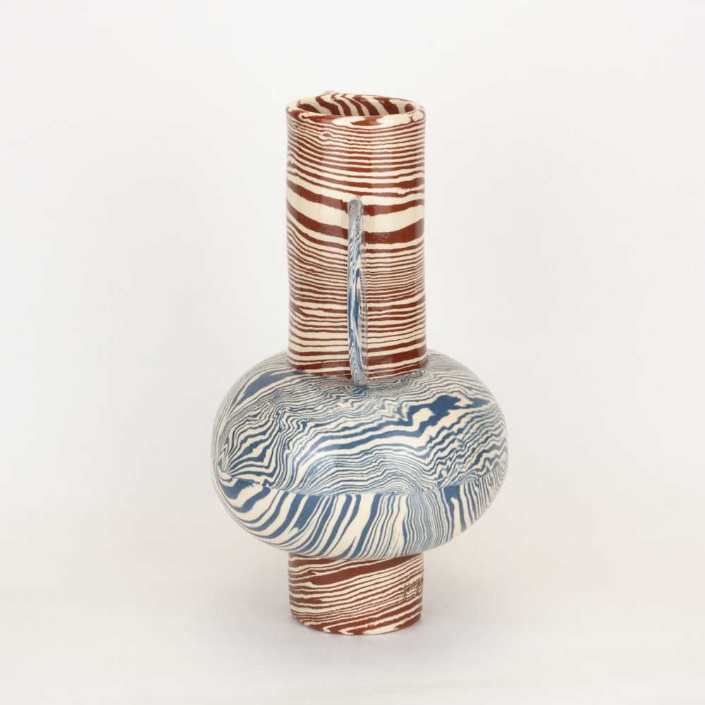 Bi-Colour Blue & Terracotta Profumo Vase