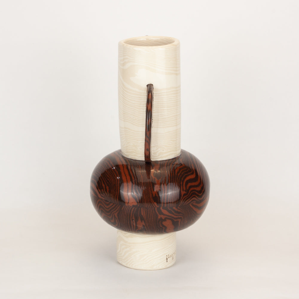 Bi-Colour Terracotta, Brown & Oatmeal Profumo Vase