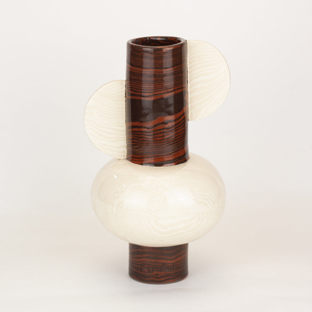 Bi-Colour Oatmeal, Terracotta & Brown Profumo Vase