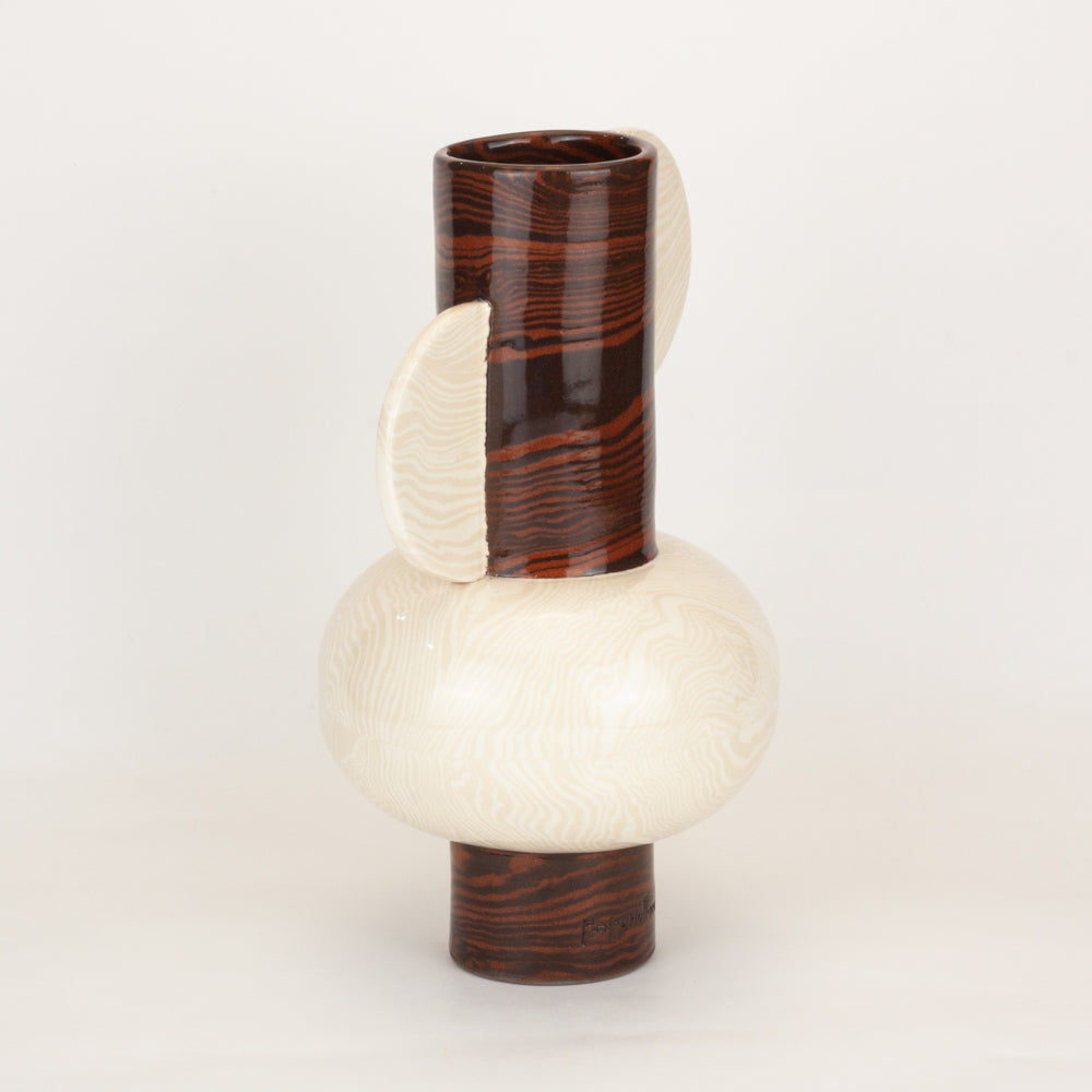 Bi-Colour Oatmeal, Terracotta & Brown Profumo Vase