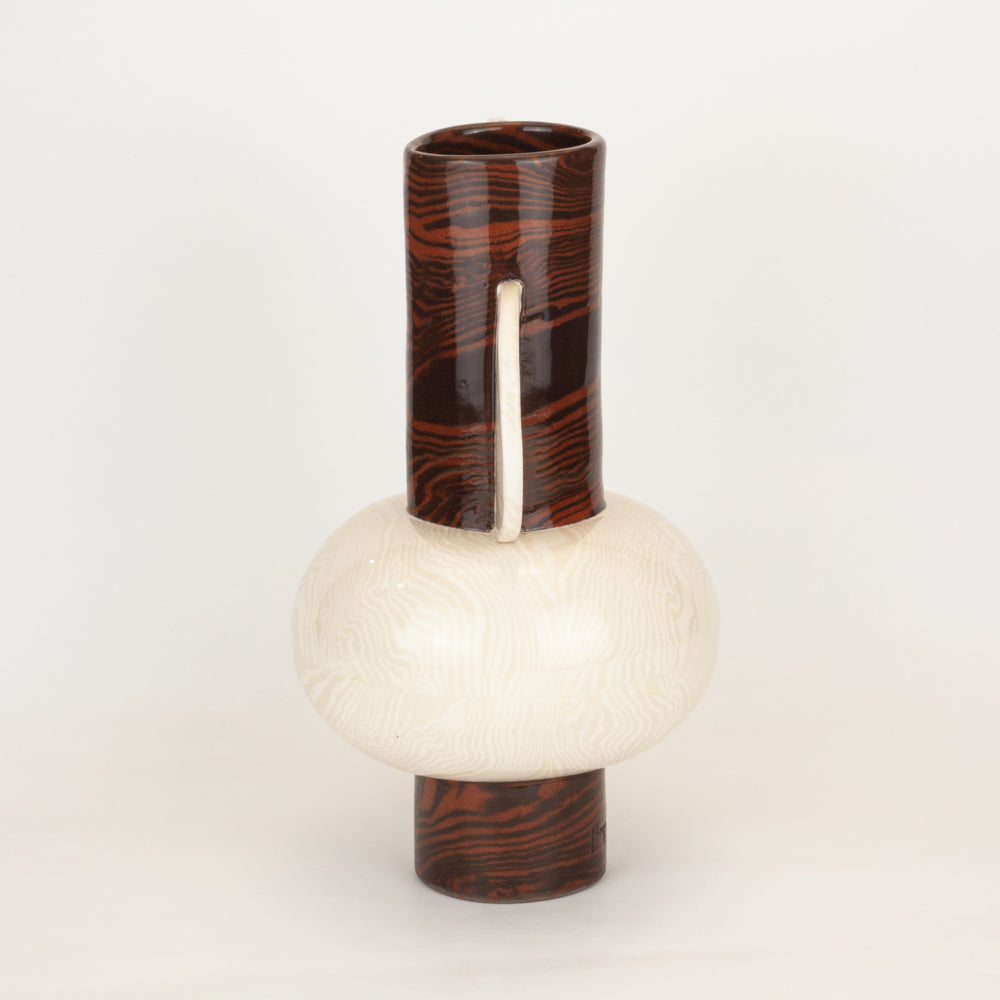 Bi-Colour Oatmeal, Terracotta & Brown Profumo Vase