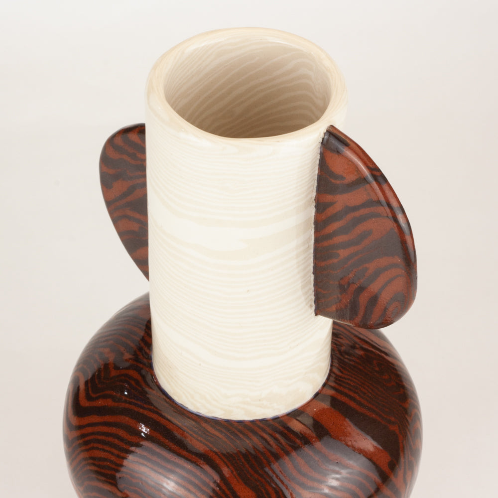 Bi-Colour Terracotta, Brown & Oatmeal Profumo Vase