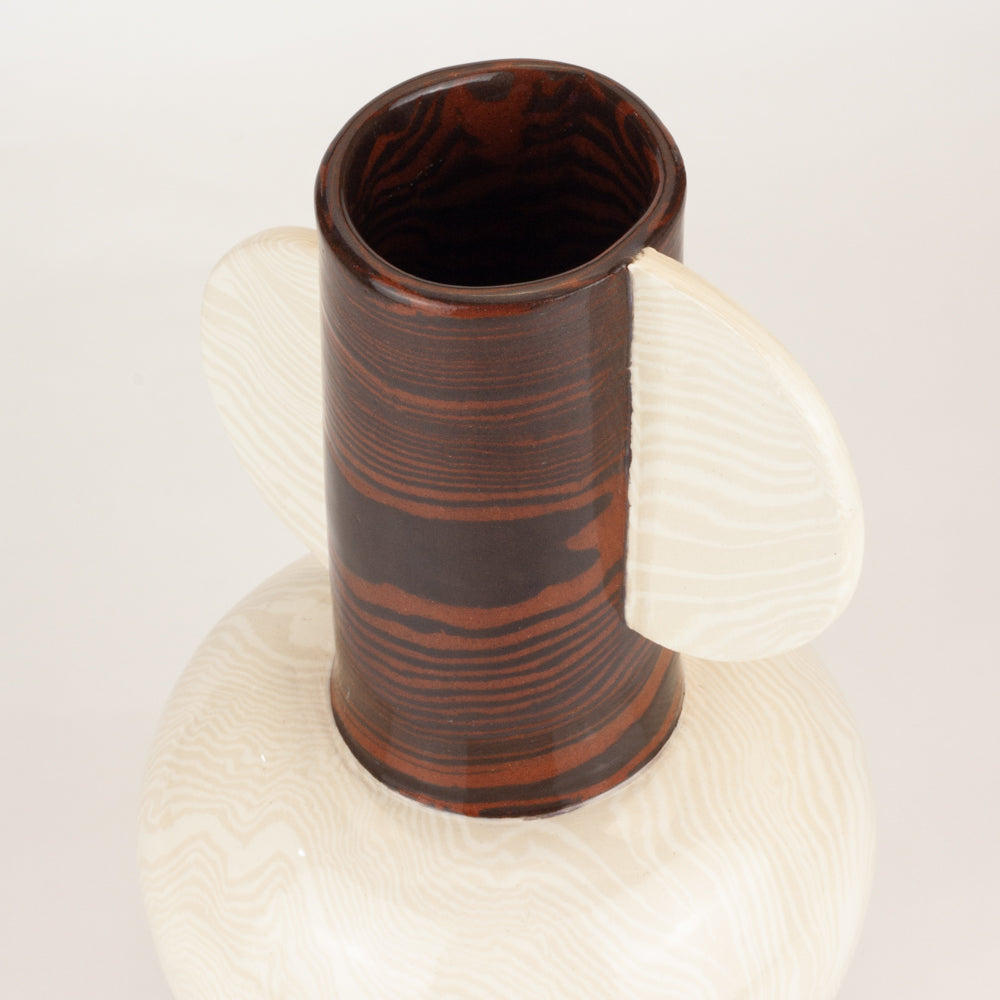 Bi-Colour Oatmeal, Terracotta & Brown Profumo Vase