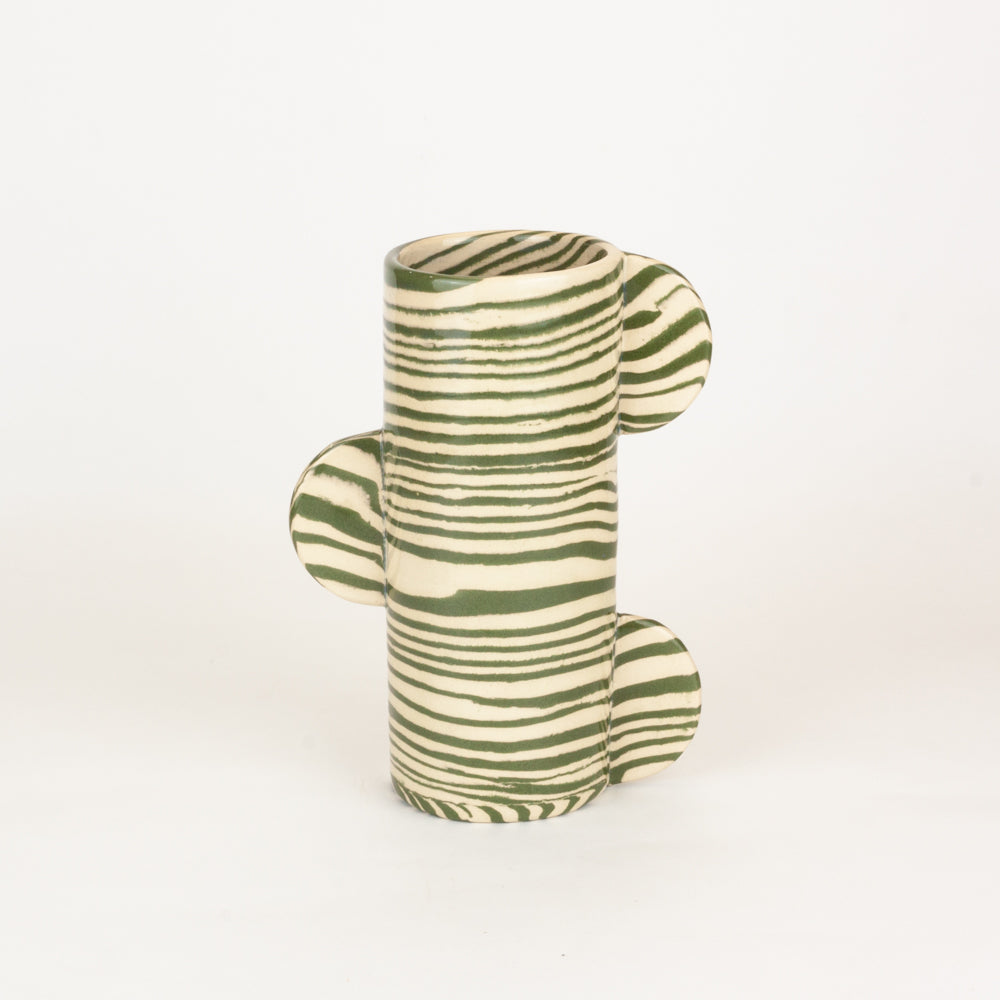 Green & White Mini Great Hey Vase