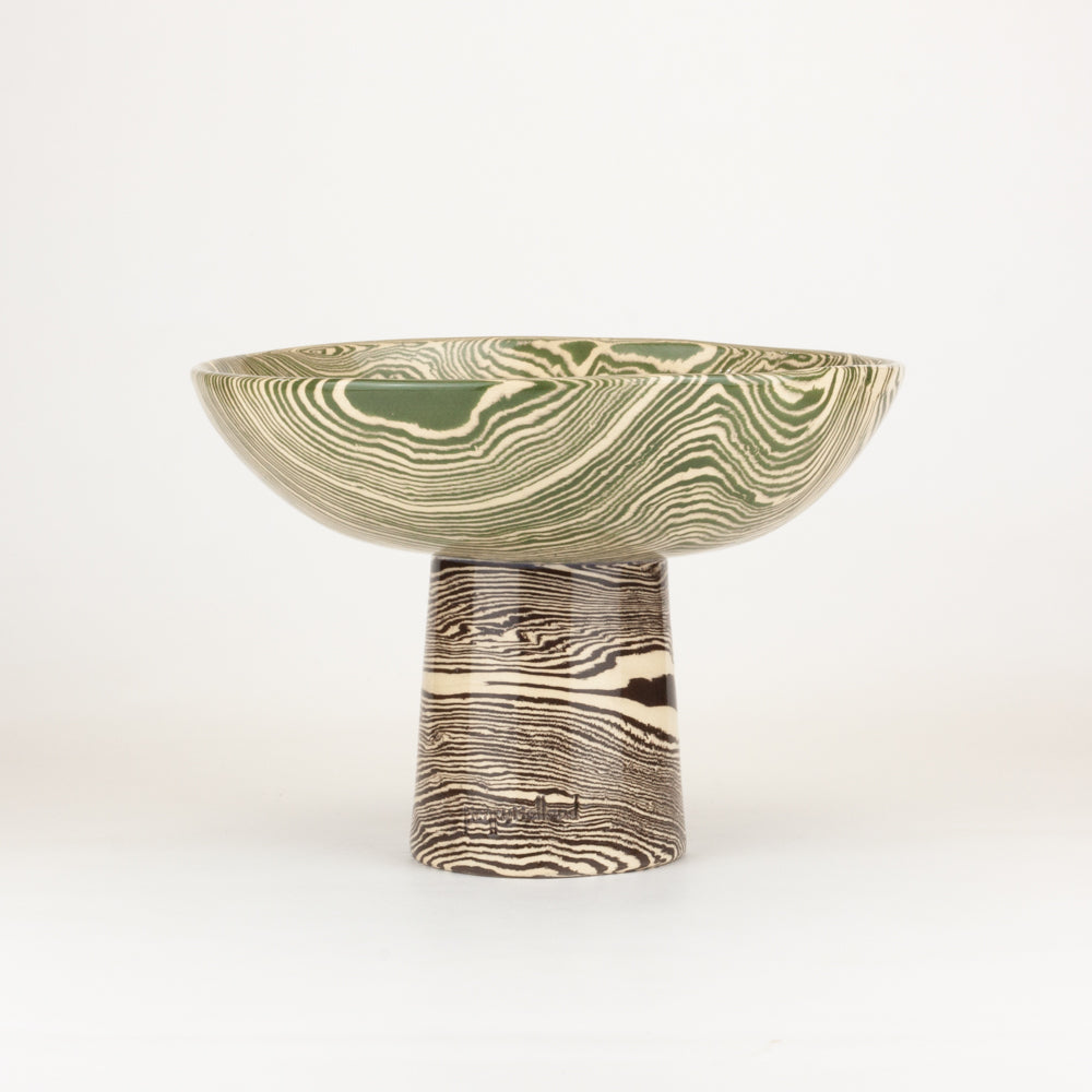 Bi-Colour Green & Brown Medium Chalice Bowl