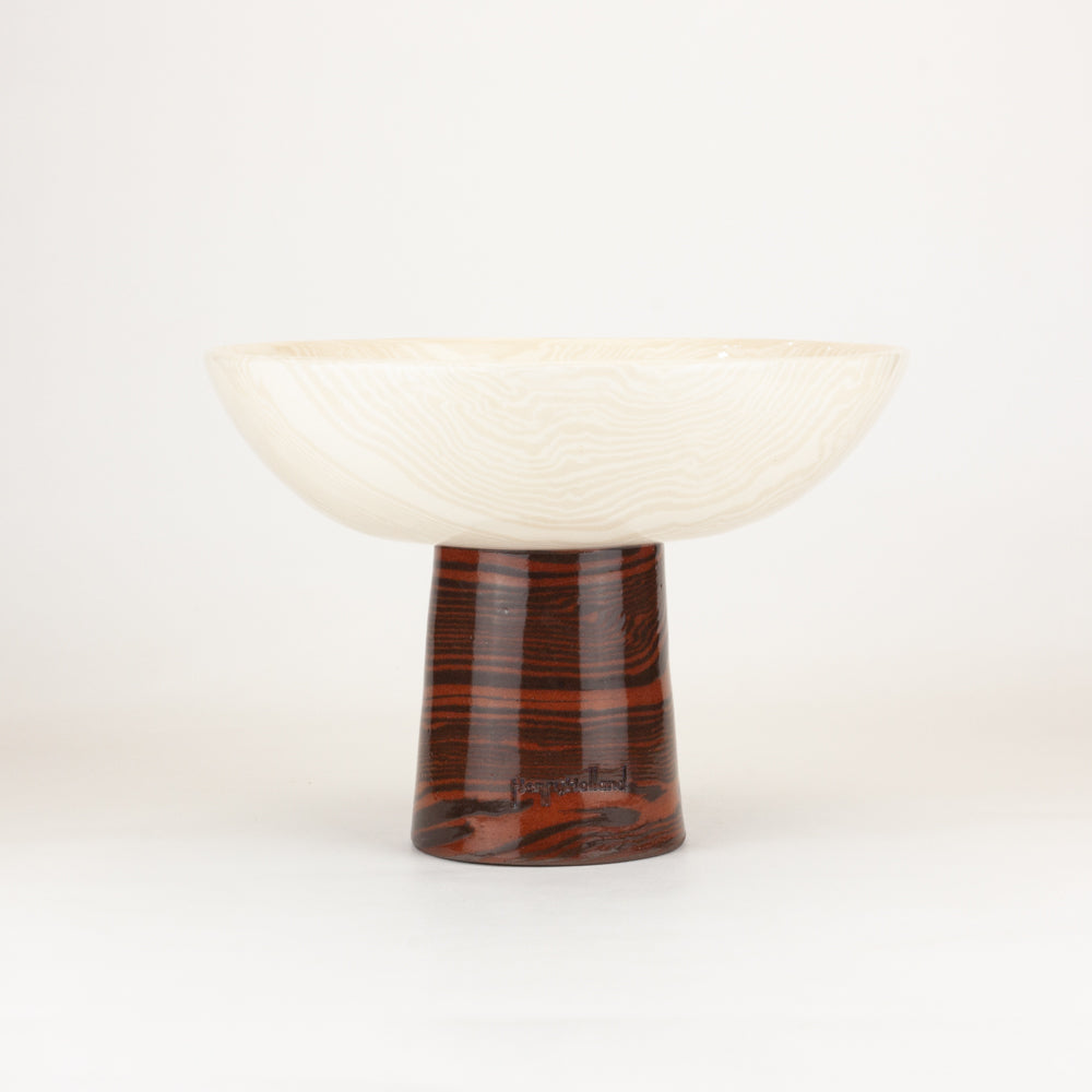 Bi-Colour Oatmeal, Brown & Terracotta Medium Chalice Bowl