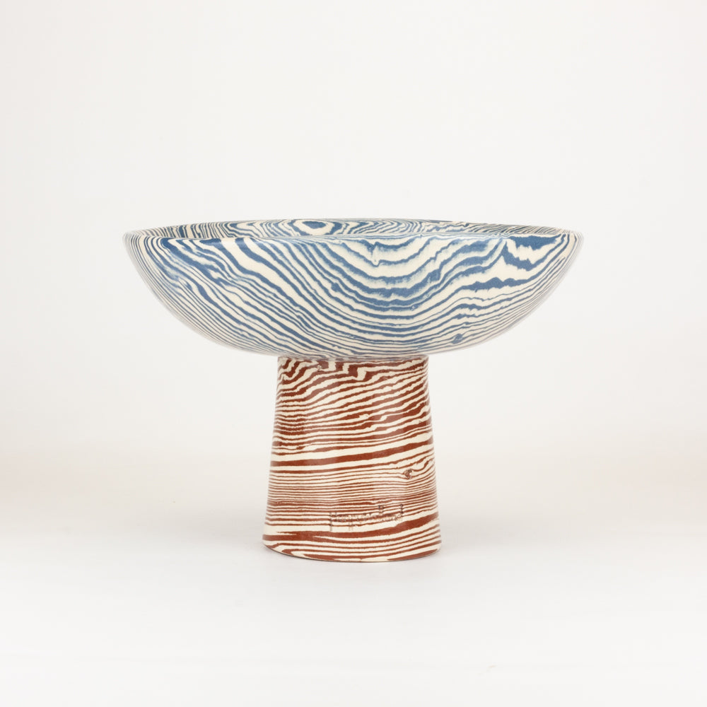 Bi-Colour Blue & Terracotta Medium Chalice Bowl