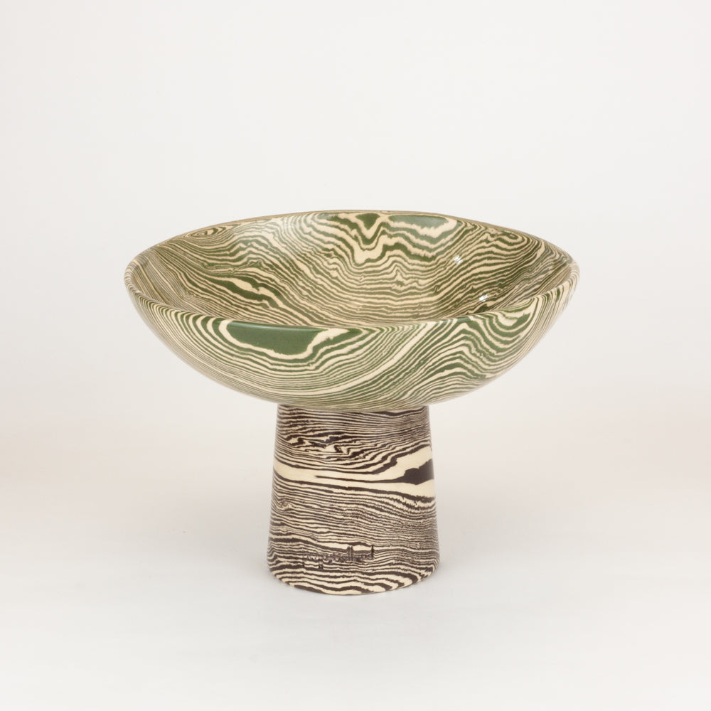 Bi-Colour Green & Brown Medium Chalice Bowl