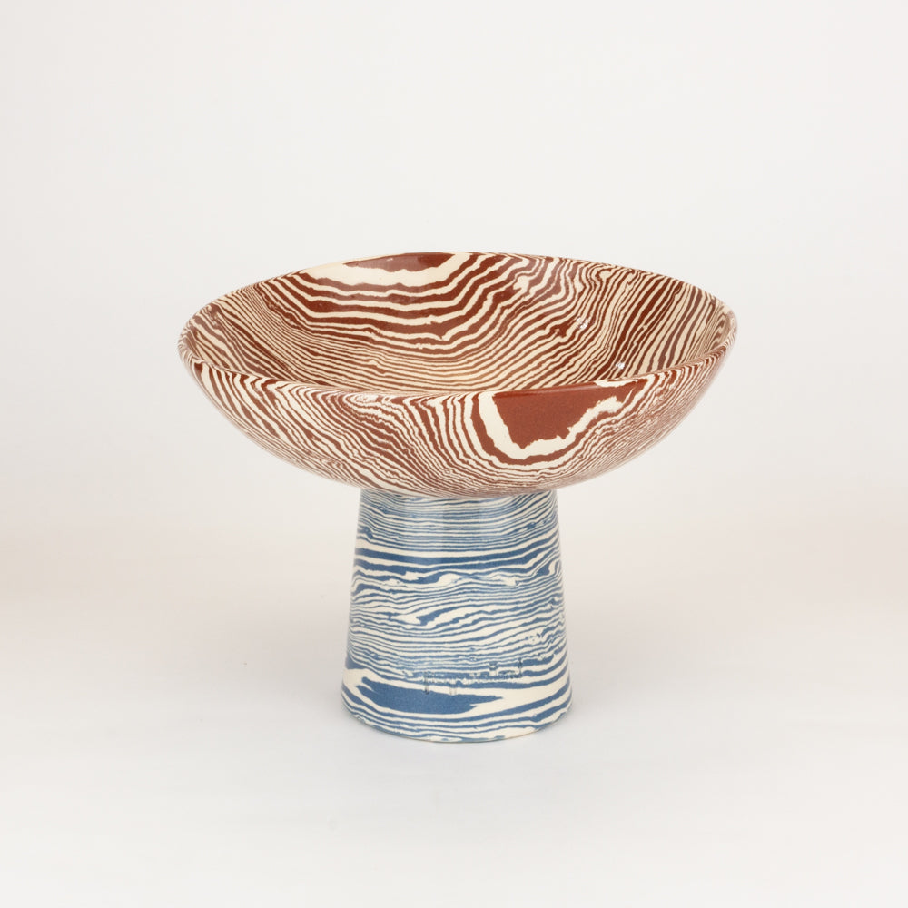 Bi-Colour Terracotta & Blue Medium Chalice Bowl