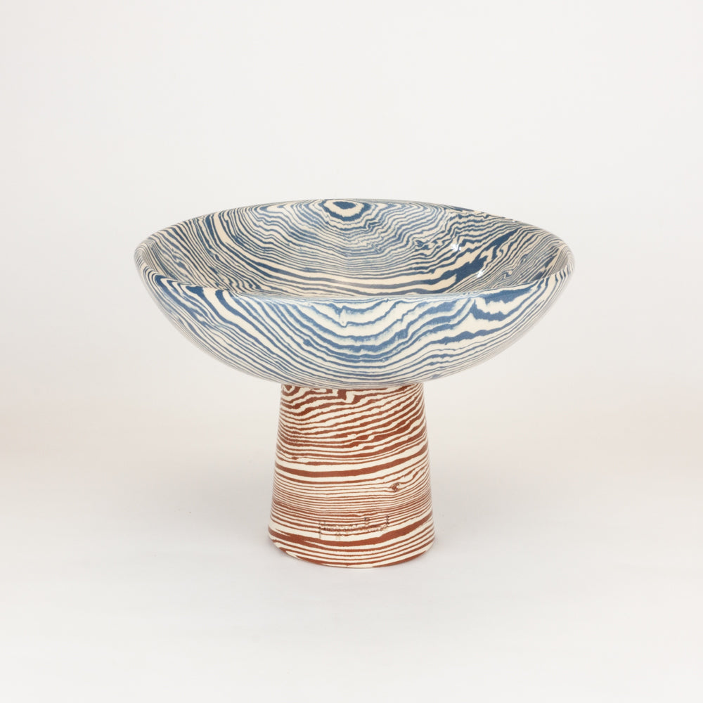 Bi-Colour Blue & Terracotta Medium Chalice Bowl