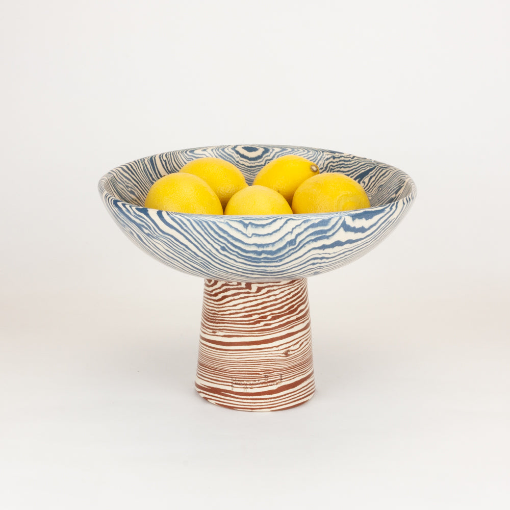 Bi-Colour Blue & Terracotta Medium Chalice Bowl